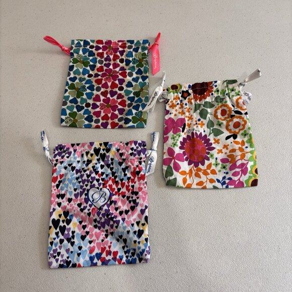 Brighton Cloth Jewelry Gift Bags Lot Of 3 Floral Hearts - Picture 5 of 7